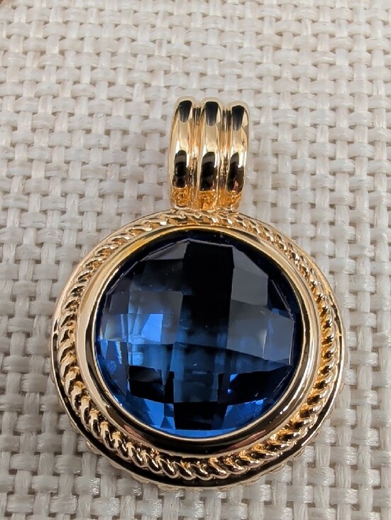 Technibond Jewelry - Technibond 18kt Gold Bonded 925 Sterling Tanzanite Etruscan Pendant 18"